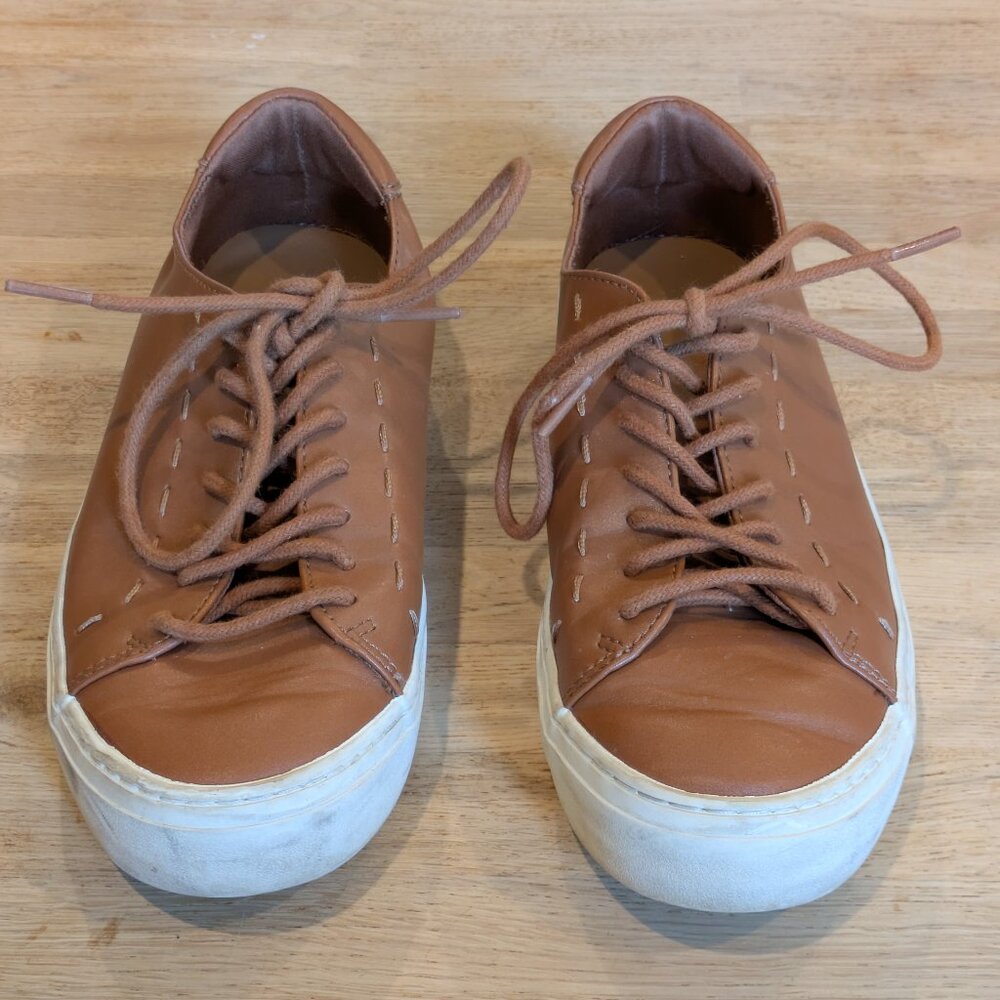 Women's Size 6.5 Casual Tennis shoe - Brown Faux Leather
